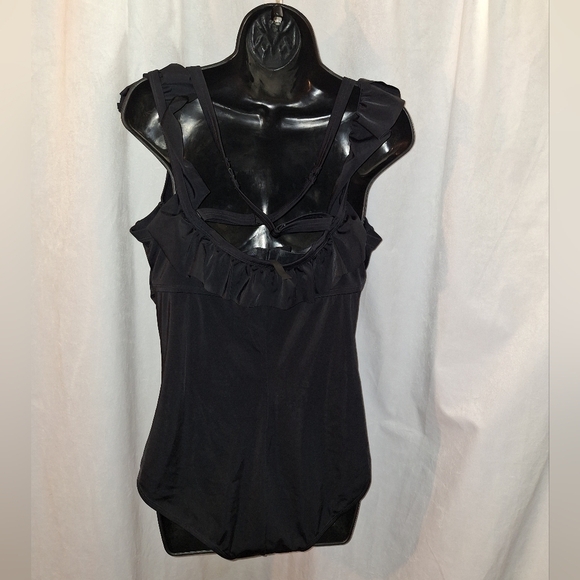 Torrid Black Ruched Ruffled Bodysuit - Picture 4 of 5